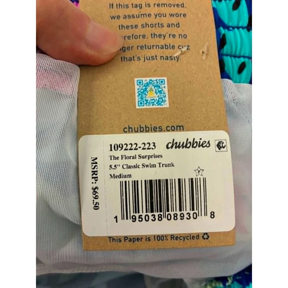 Chubbies Classic Swim Trunks Mens M Blue Tropical Floral 5.5